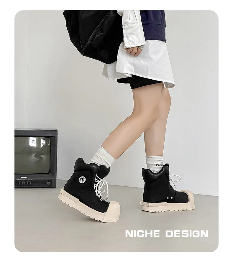 SIGNAL_SHADOW_09 — Black Platform High-Top Boots-VOIDWEAR™