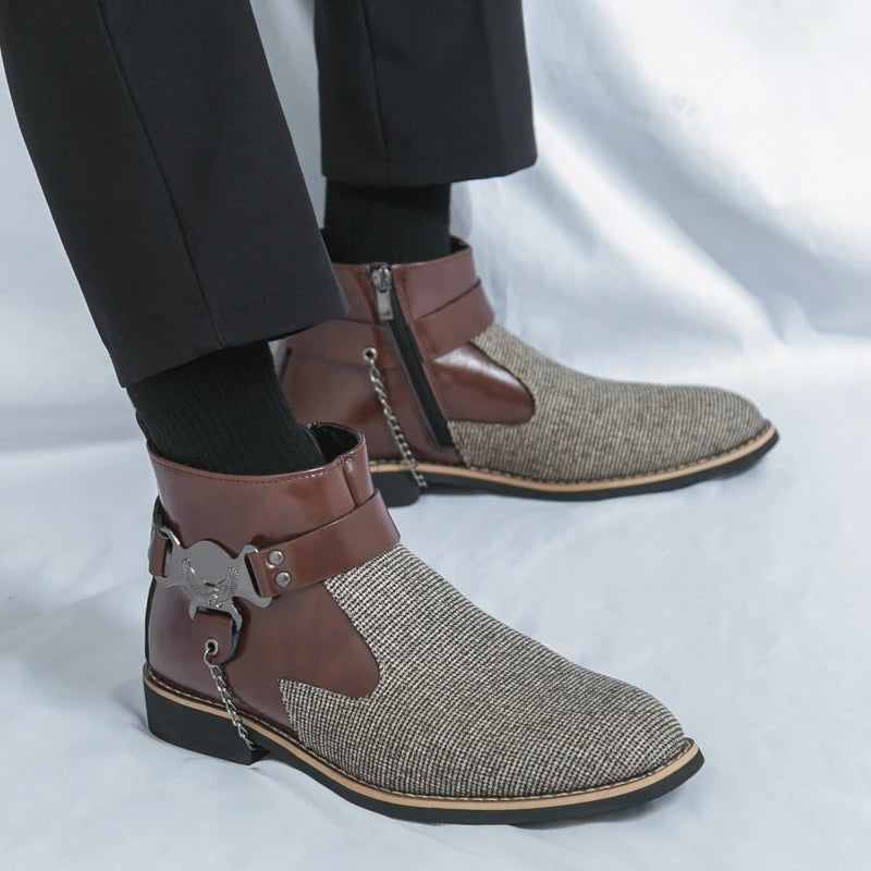 SIGNAL_VANISH_11 ☰ Split Leather Zip Ankle Shoe-VOIDWEAR™