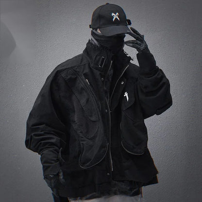 VOIDWEAR VDR_SHDW_07 washed flight jacket in dark punk style with ritual-inspired glyph details for spring/autumn streetwear