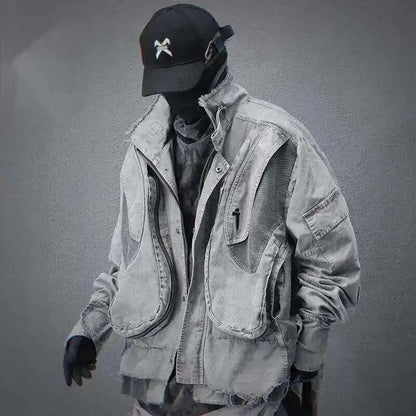 VOIDWEAR VDR_SHDW_07 washed flight jacket in dark punk style with ritual-inspired glyph details for spring/autumn streetwear