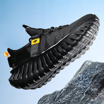 VOIDWEAR SIGNAL_RUN_09 ☰ men’s breathable air mesh running shoes with Flywire tech and EVA sole, ritual-inspired streetwear sneakers