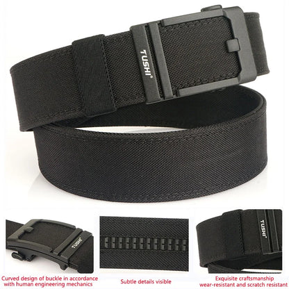 Diagram comparing Voidwear SC//12 nylon belt to standard canvas and leather belts