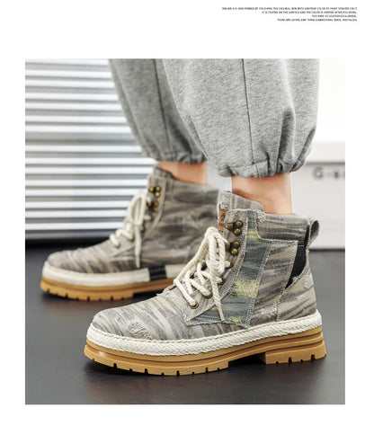 SIGNAL-VANISH-07 | Men's Denim Leather Ankle Boots-VOIDWEAR™