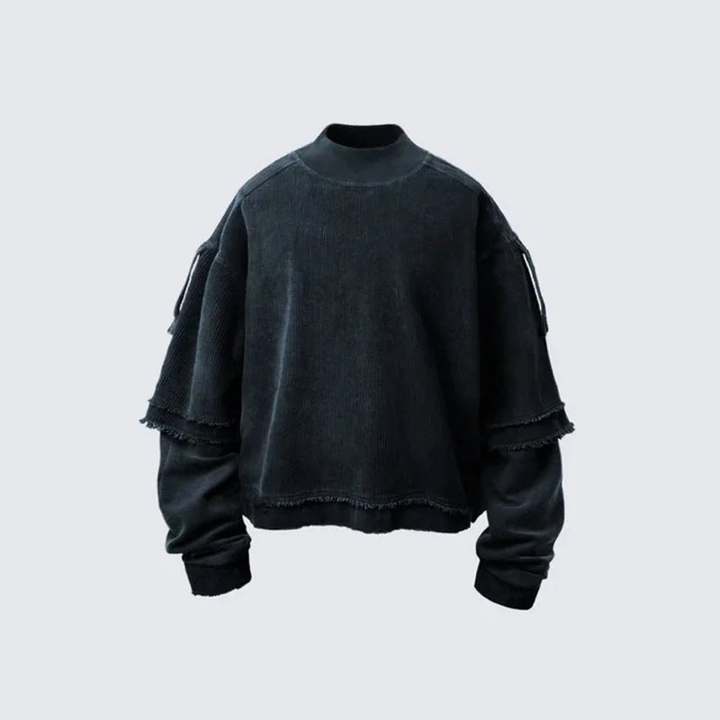 SIGNAL_FADE_09 ☰ Distressed Dual-Realm Sweatshirt-VOIDWEAR™