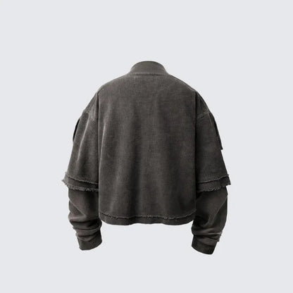 SIGNAL_FADE_09 ☰ Distressed Dual-Realm Sweatshirt-VOIDWEAR™