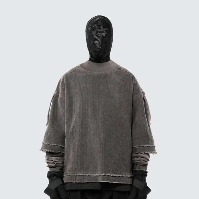 SIGNAL_FADE_09 ☰ Distressed Dual-Realm Sweatshirt-VOIDWEAR™
