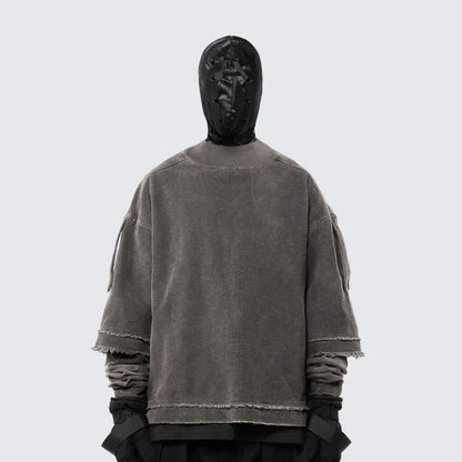 SIGNAL_FADE_09 ☰ Distressed Dual-Realm Sweatshirt-VOIDWEAR™