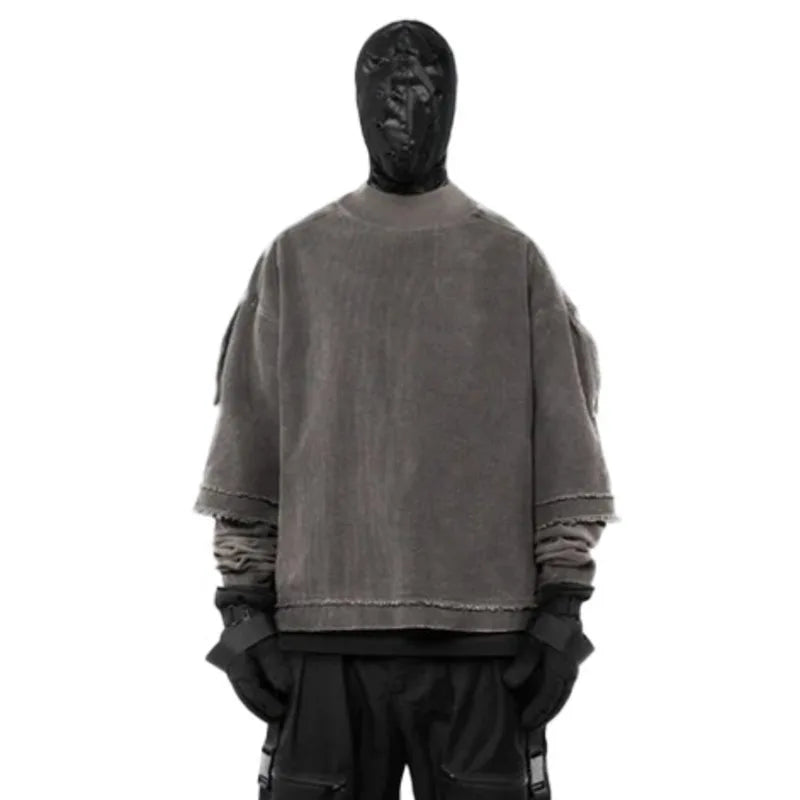 SIGNAL_FADE_09 ☰ Distressed Dual-Realm Sweatshirt-VOIDWEAR™