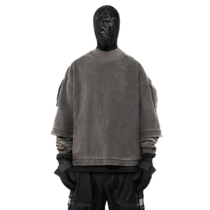 SIGNAL_FADE_09 ☰ Distressed Dual-Realm Sweatshirt-VOIDWEAR™