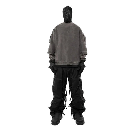 SIGNAL_FADE_09 ☰ Distressed Dual-Realm Sweatshirt-VOIDWEAR™