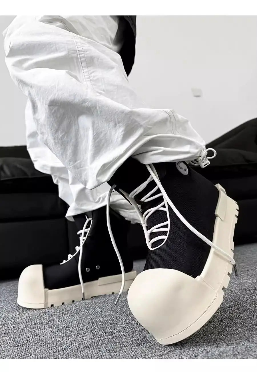 SIGNAL_SHADOW_09 — Black Platform High-Top Boots-VOIDWEAR™