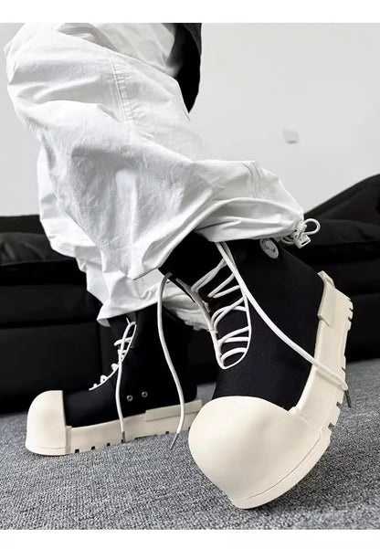 SIGNAL_SHADOW_09 — Black Platform High-Top Boots-VOIDWEAR™