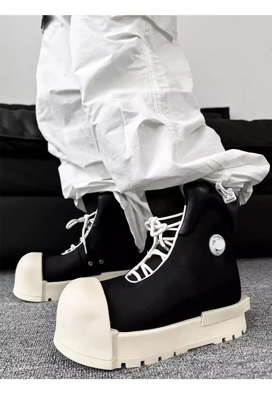 SIGNAL_SHADOW_09 — Black Platform High-Top Boots-VOIDWEAR™