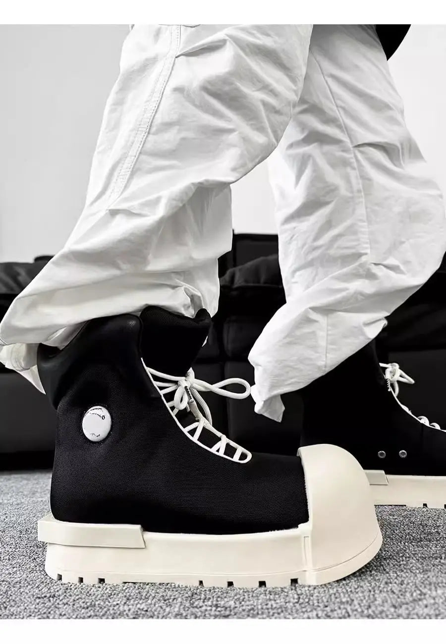 SIGNAL_SHADOW_09 — Black Platform High-Top Boots-VOIDWEAR™