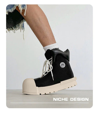 SIGNAL_SHADOW_09 — Black Platform High-Top Boots-VOIDWEAR™