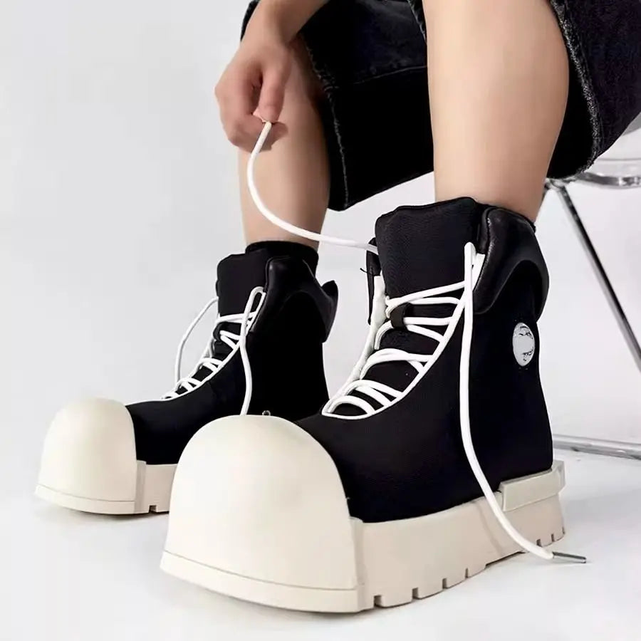 SIGNAL_SHADOW_09 — Black Platform High-Top Boots-VOIDWEAR™