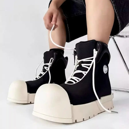 SIGNAL_SHADOW_09 — Black Platform High-Top Boots-VOIDWEAR™