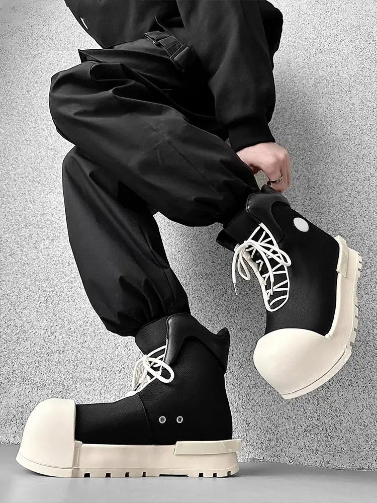 SIGNAL_SHADOW_09 — Black Platform High-Top Boots-VOIDWEAR™