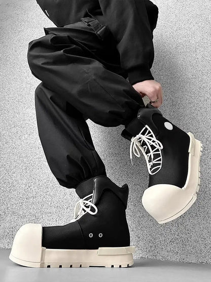 SIGNAL_SHADOW_09 — Black Platform High-Top Boots-VOIDWEAR™