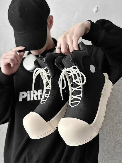 SIGNAL_SHADOW_09 — Black Platform High-Top Boots-VOIDWEAR™