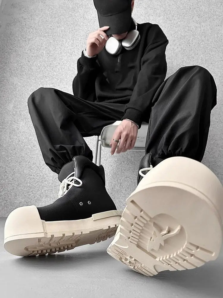 SIGNAL_SHADOW_09 — Black Platform High-Top Boots-VOIDWEAR™