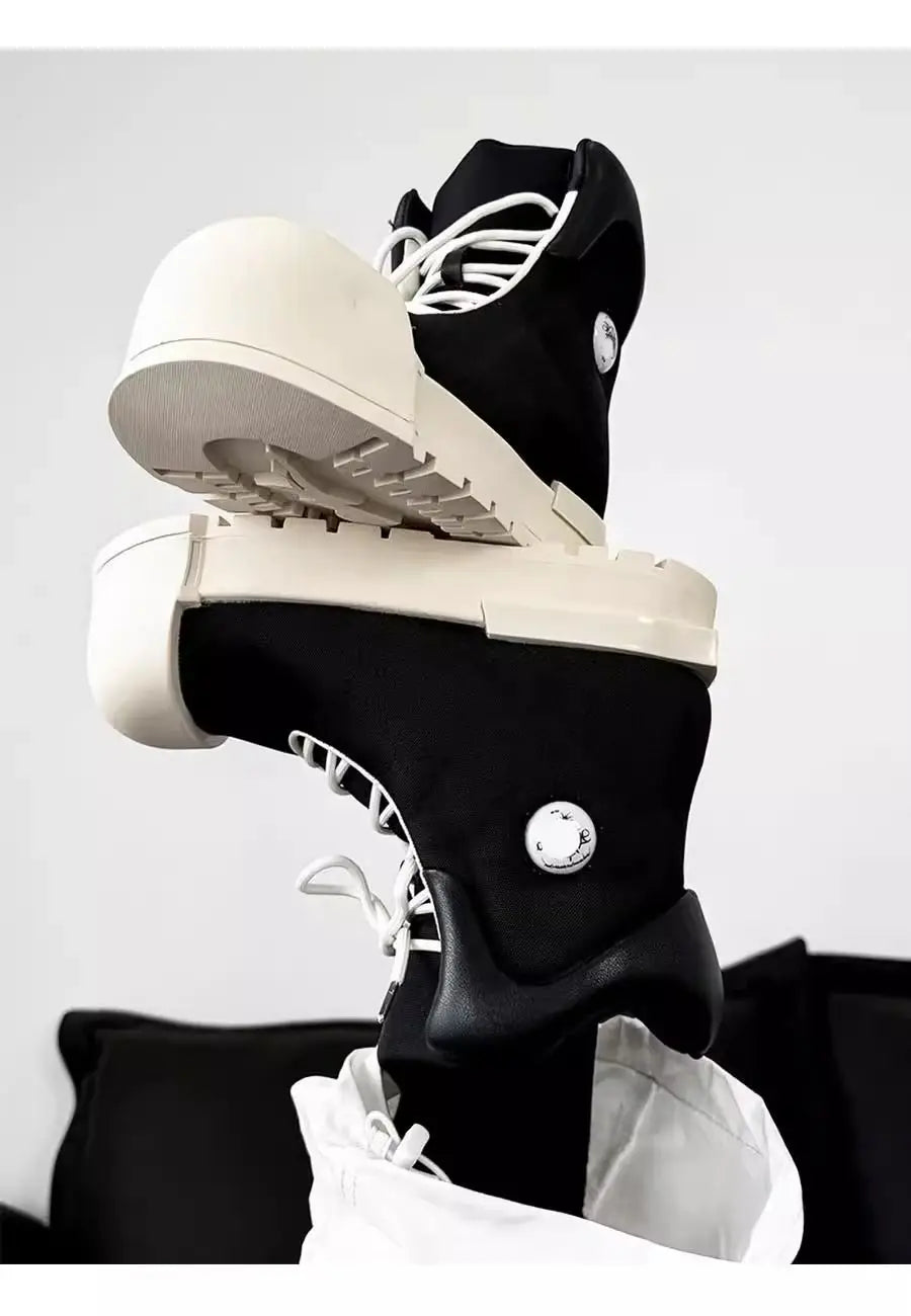 SIGNAL_SHADOW_09 — Black Platform High-Top Boots-VOIDWEAR™