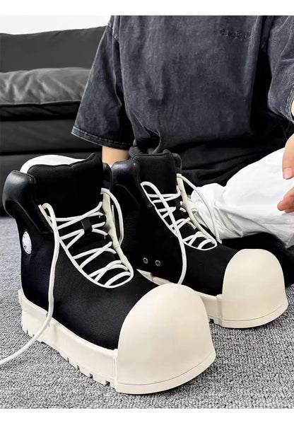 SIGNAL_SHADOW_09 — Black Platform High-Top Boots-VOIDWEAR™