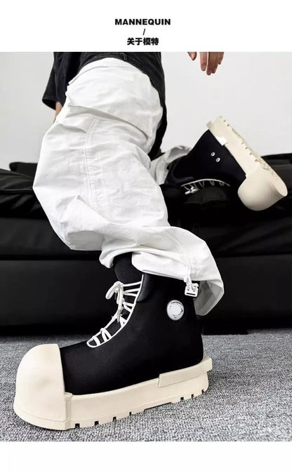 SIGNAL_SHADOW_09 — Black Platform High-Top Boots-VOIDWEAR™