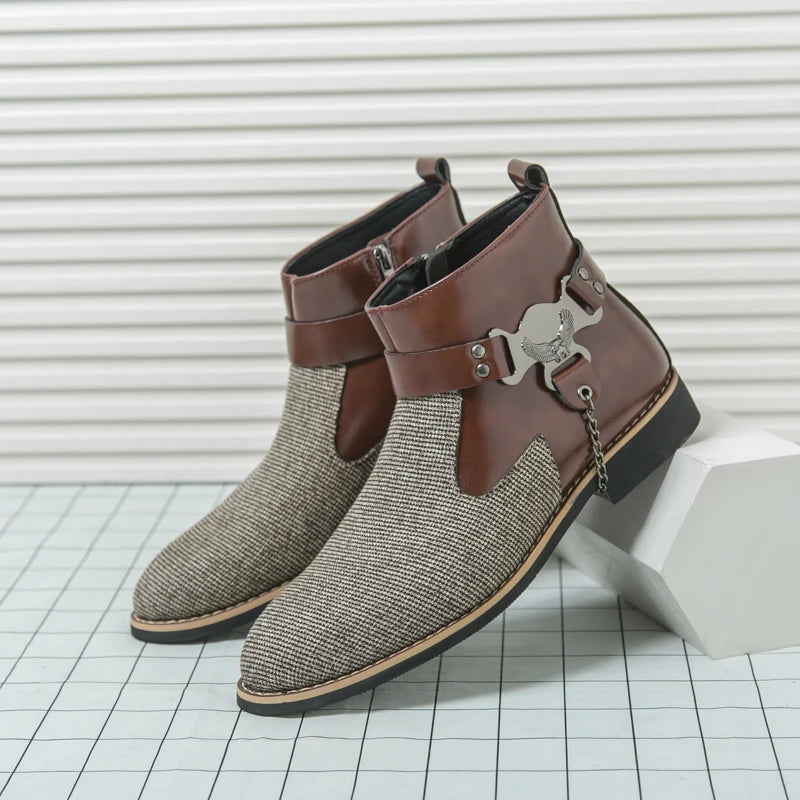 SIGNAL_VANISH_11 ☰ Split Leather Zip Ankle Shoe-VOIDWEAR™