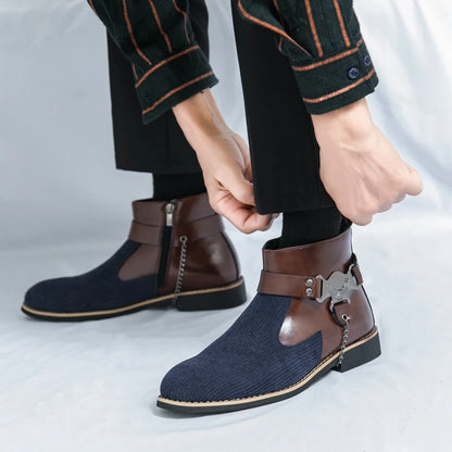 SIGNAL_VANISH_11 ☰ Split Leather Zip Ankle Shoe-VOIDWEAR™