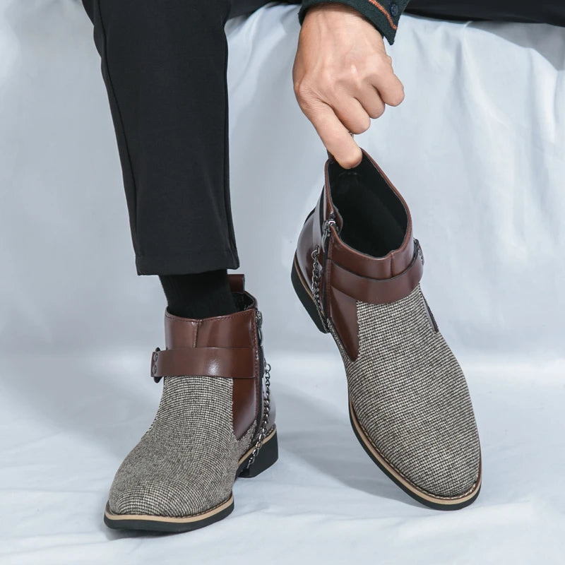 SIGNAL_VANISH_11 ☰ Split Leather Zip Ankle Shoe-VOIDWEAR™