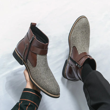 SIGNAL_VANISH_11 ☰ Split Leather Zip Ankle Shoe-VOIDWEAR™