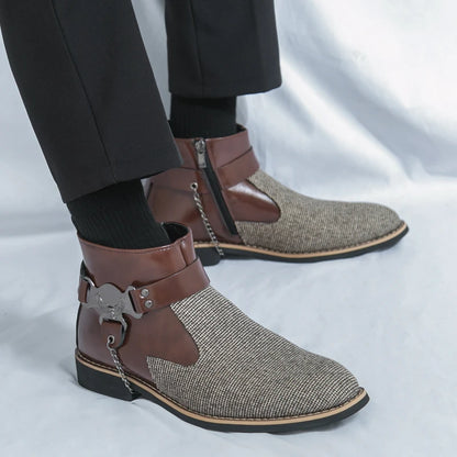 SIGNAL_VANISH_11 ☰ Split Leather Zip Ankle Shoe-VOIDWEAR™