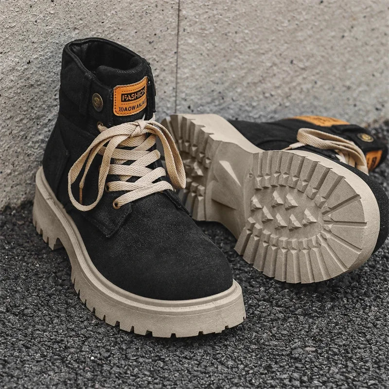 SIGNAL_VANISH_13 ☰ | Handmade Denim Ankle Boots-VOIDWEAR™