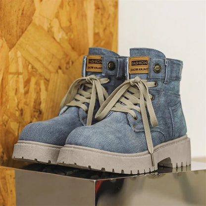 SIGNAL_VANISH_13 ☰ | Handmade Denim Ankle Boots-VOIDWEAR™