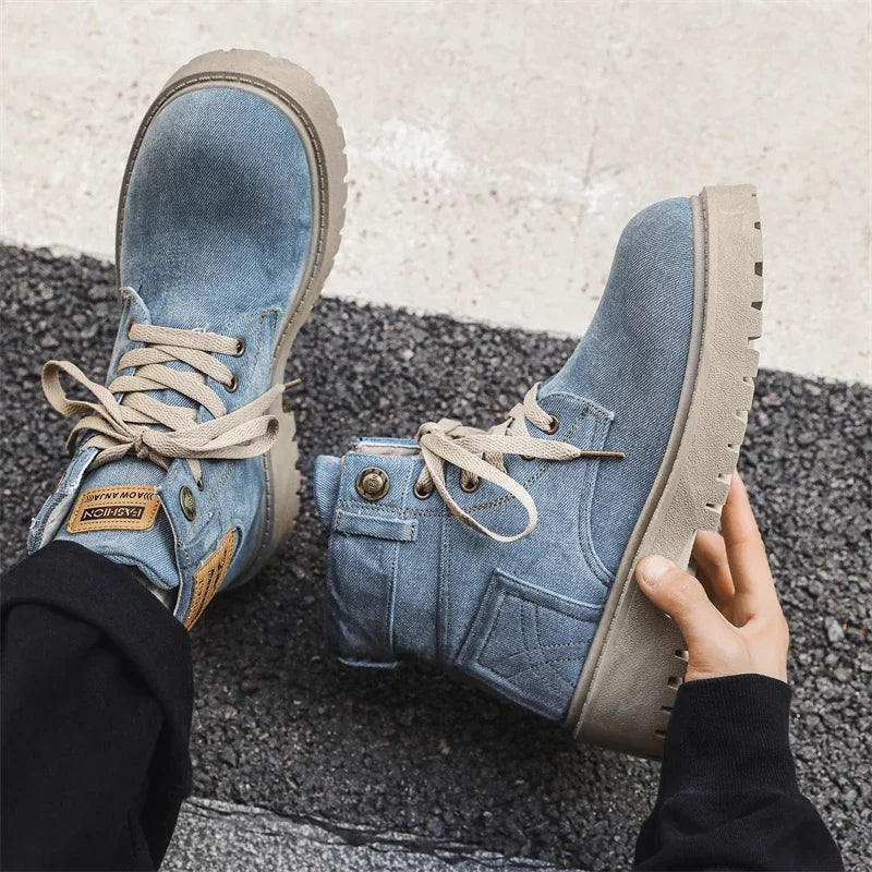 SIGNAL_VANISH_13 ☰ | Handmade Denim Ankle Boots-VOIDWEAR™