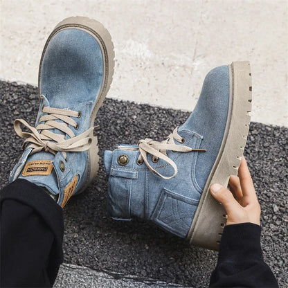 SIGNAL_VANISH_13 ☰ | Handmade Denim Ankle Boots-VOIDWEAR™