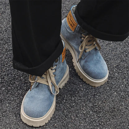 SIGNAL_VANISH_13 ☰ | Handmade Denim Ankle Boots-VOIDWEAR™