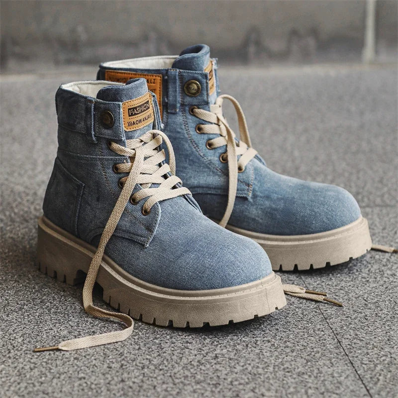 SIGNAL_VANISH_13 ☰ | Handmade Denim Ankle Boots-VOIDWEAR™