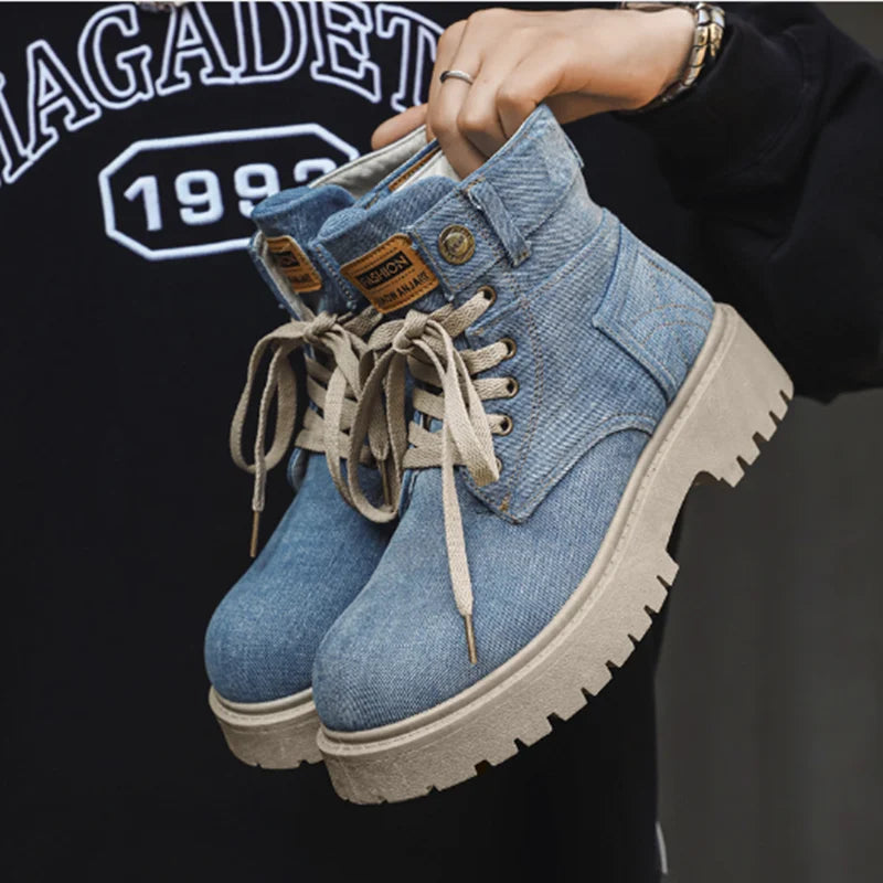SIGNAL_VANISH_13 ☰ | Handmade Denim Ankle Boots-VOIDWEAR™