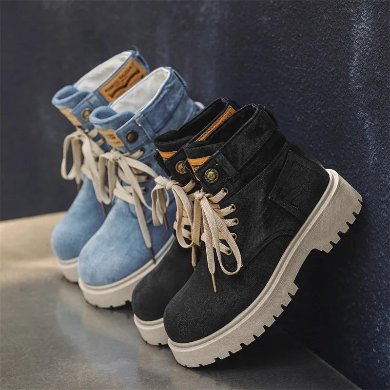 SIGNAL_VANISH_13 ☰ | Handmade Denim Ankle Boots-VOIDWEAR™