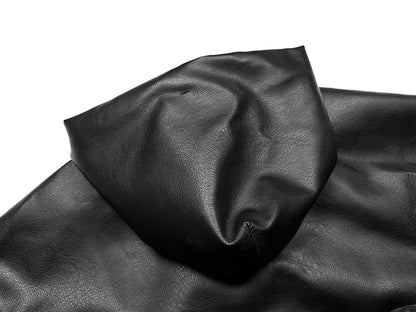 VANISH_06 ☰ Black PU Hooded Windbreaker-VOIDWEAR™