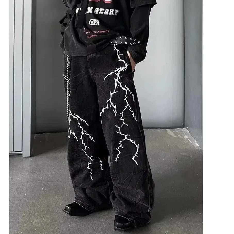 VDR Embroidered Lightning Jeans-VOIDWEAR™