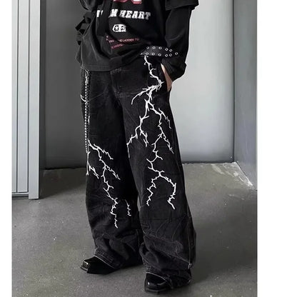 VDR Embroidered Lightning Jeans-VOIDWEAR™