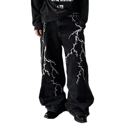 VDR Embroidered Lightning Jeans-VOIDWEAR™