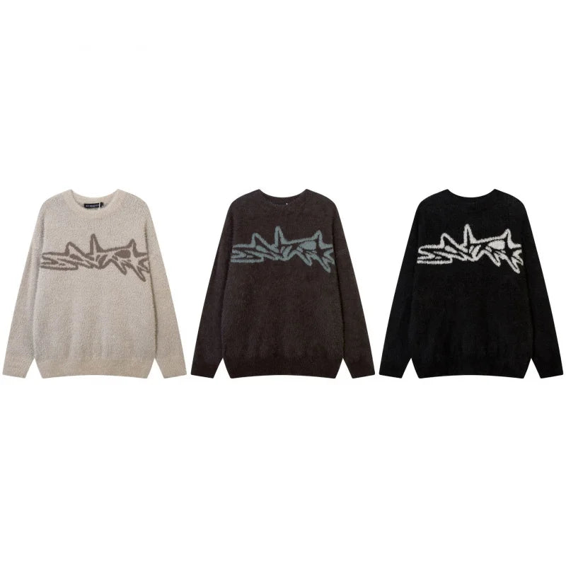 VDR-JACQUARD-02 Oversized Star Jacquard Sweater-VOIDWEAR™