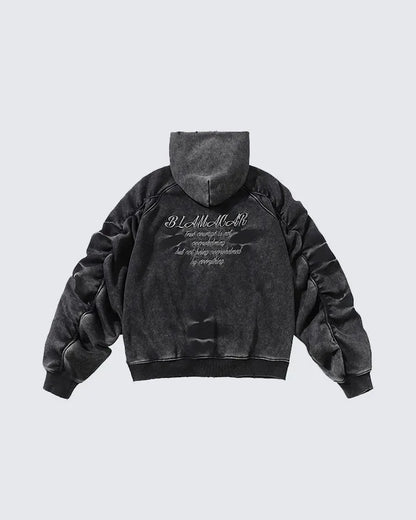 VEIL_07 ☰ Distressed Zip-Up Heavyweight Hoodie-VOIDWEAR™