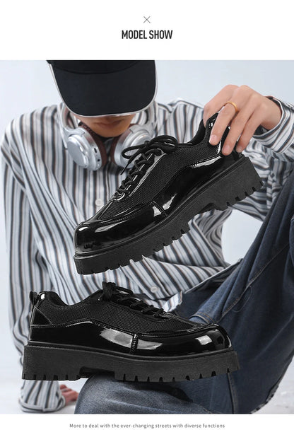 VOIDWEAR men’s ritual-inspired PU leather shoes – minimalist techwear style for U.S. and EU streetwear markets