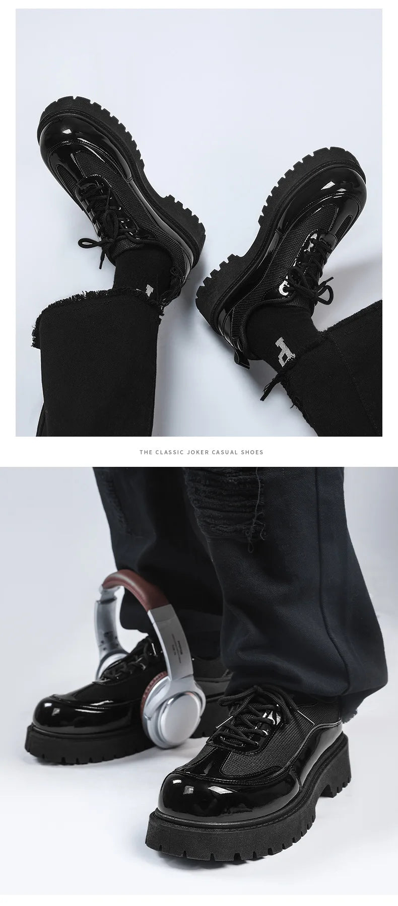 VOIDWEAR men’s ritual-inspired PU leather shoes – minimalist techwear style for U.S. and EU streetwear markets