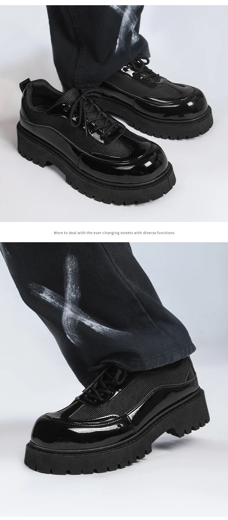 VOIDWEAR men’s ritual-inspired PU leather shoes – minimalist techwear style for U.S. and EU streetwear markets